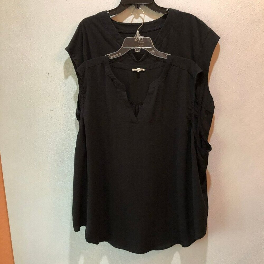 Lot of 2 Maurices 24 7 Womens Plus Size 3X Black Sleeveless Casual Shirts Tops - Picture 3 of 14